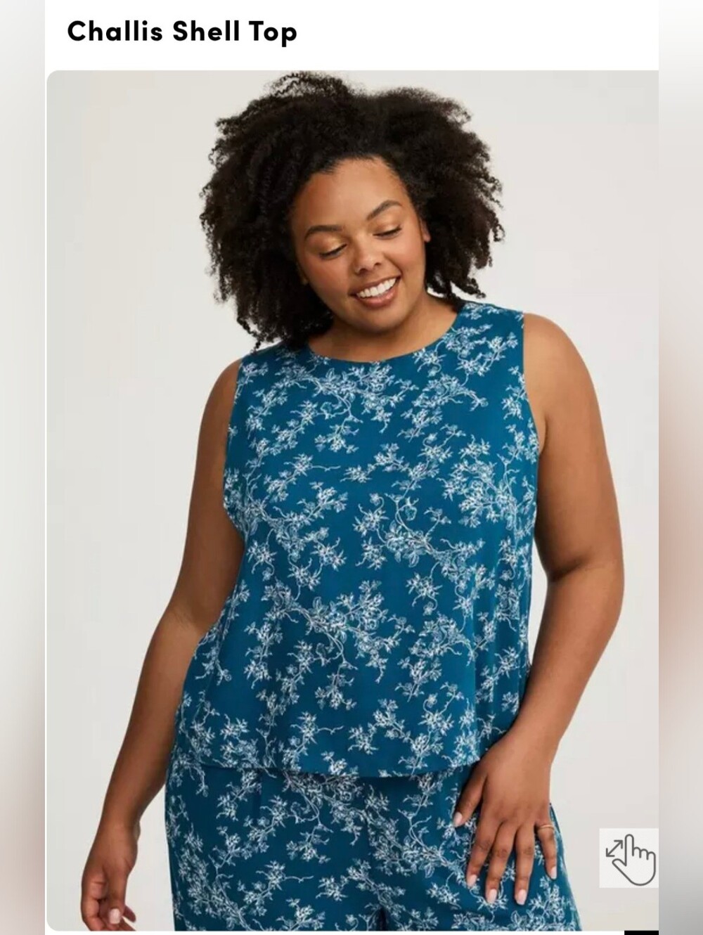 Torrid Challis Shell Top - Teal Floral, 1X